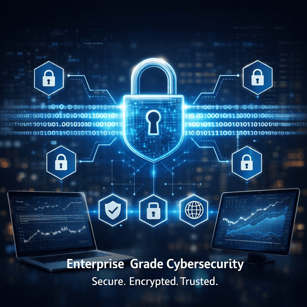 Enterprise-grade cybersecurity visualization with encrypted data transmission, lock symbols, and security protocols for evaluating an IFRS 17 software vendor shortlist.