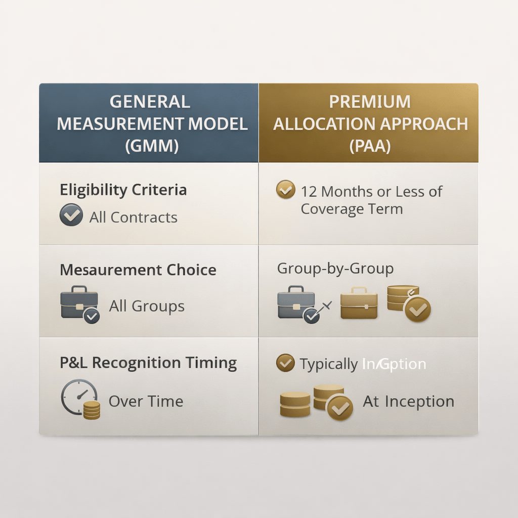 IFRS 17 non life solutions comparison between GMM and PAA models highlighting eligibility measurement and profit recognition